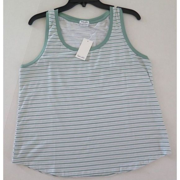 Splendid R87D736 Women's Sz M Green/White Striped Tank & Shorts Pajama Set $60 - Picture 4 of 9